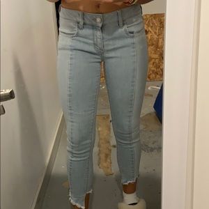 Patchwork light wash jeans